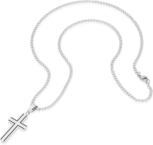 Invicta Jewelry Men's Polished Cross Steel Pendant Necklace - 24" in Saudi Arabia