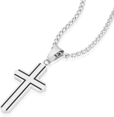 Invicta Jewelry Men's Polished Cross Steel Pendant Necklace - 24" in Saudi Arabia
