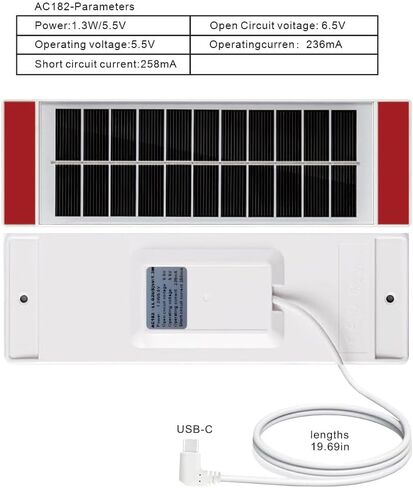 1pcs Solar Panel 1.3W5.5V, Suitable for Electric Blinds Smart Blinds, USB-C Plug Mobile Solar Power Generation, Installed on Window Solar Power Panel in Kuwait