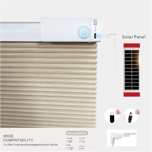 1pcs Solar Panel 1.3W5.5V, Suitable for Electric Blinds Smart Blinds, USB-C Plug Mobile Solar Power Generation, Installed on Window Solar Power Panel in Kuwait