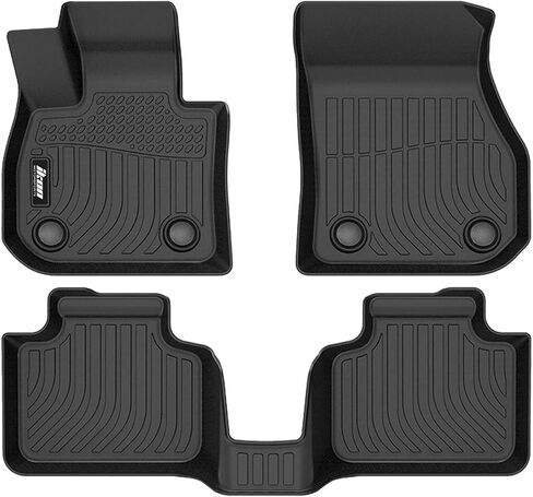 IKON MOTORSPORTS 3D TPE Floor Mats, Compatible with 2023-2025 BMW X1 U11 & 2024-2025 X2 U10, All Weather Waterproof Anti-Slip Floor Liners, Front & 2nd Row Full Set Car Interior Accessories, Black in Saudi Arabia