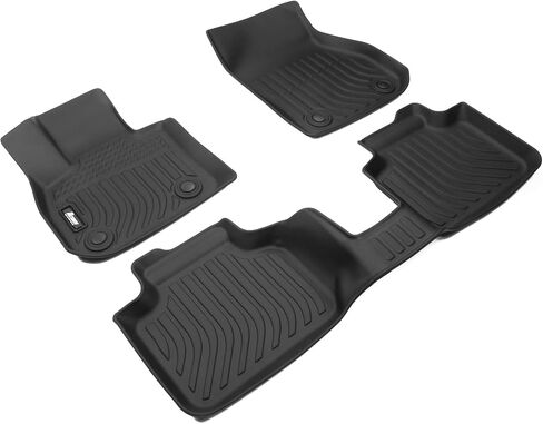 IKON MOTORSPORTS 3D TPE Floor Mats, Compatible with 2023-2025 BMW X1 U11 & 2024-2025 X2 U10, All Weather Waterproof Anti-Slip Floor Liners, Front & 2nd Row Full Set Car Interior Accessories, Black in Saudi Arabia