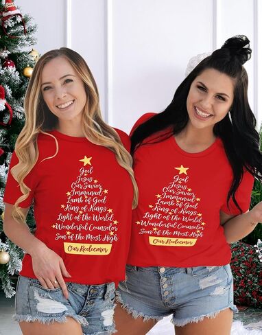 Christmas Shirt for Women Christian Christmas Shirts Religious Prints Tshirts Xmas Holiday Short Sleeve Tops in Saudi Arabia