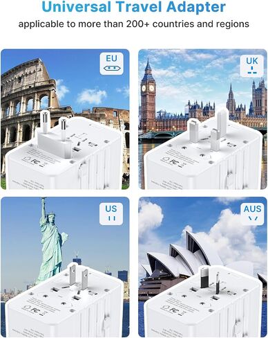 220V to 110V Voltage Converter US to Europe, VINTAR 2000W International Universal Travel Adapter for Hair Dryer with 2 USB A and 2 USB C, Step Down Power Converter Adapter Combo for US EU UK AUS in Kuwait