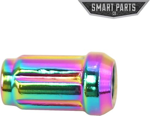 Smart Parts 24 PC 12x1.25 Neo Chrome Closed End Spline Drive Acorn Lug Nuts Key 1.4" Length in Saudi Arabia