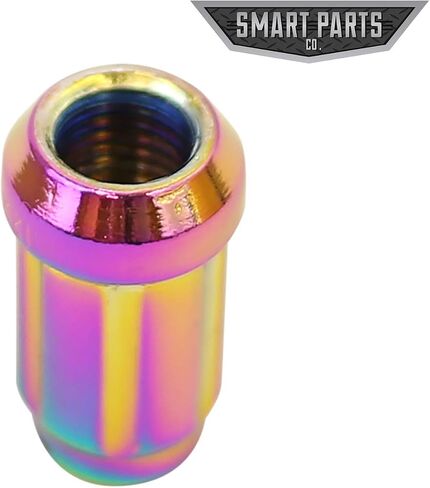 Smart Parts 24 PC 12x1.25 Neo Chrome Closed End Spline Drive Acorn Lug Nuts Key 1.4" Length in Saudi Arabia