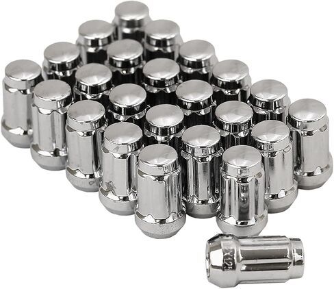 Smart Parts 24 PC 12x1.25 Neo Chrome Closed End Spline Drive Acorn Lug Nuts Key 1.4" Length in Saudi Arabia
