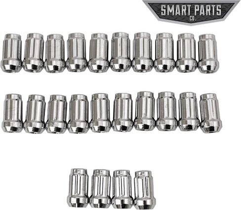 Smart Parts 24 PC 12x1.25 Neo Chrome Closed End Spline Drive Acorn Lug Nuts Key 1.4" Length in Saudi Arabia
