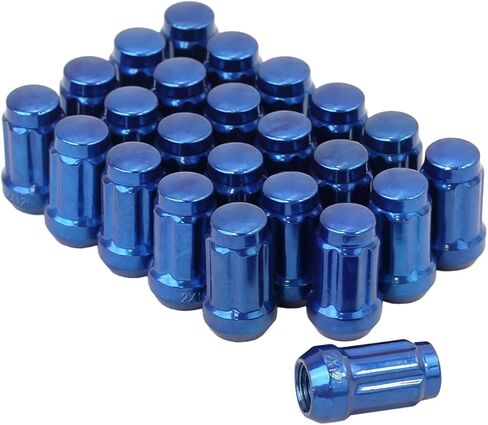 Smart Parts 24 PC 12x1.25 Neo Chrome Closed End Spline Drive Acorn Lug Nuts Key 1.4" Length in Saudi Arabia
