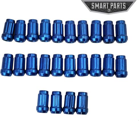 Smart Parts 24 PC 12x1.25 Neo Chrome Closed End Spline Drive Acorn Lug Nuts Key 1.4" Length in Saudi Arabia