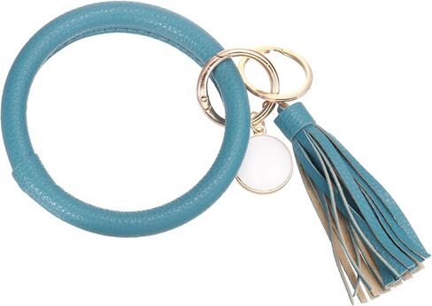 PATIKIL PU Leather Circle Wristlet Keychain, Tassel with Pendant Wristlet Holder Keychains for Women Car Key Accessories in Saudi Arabia