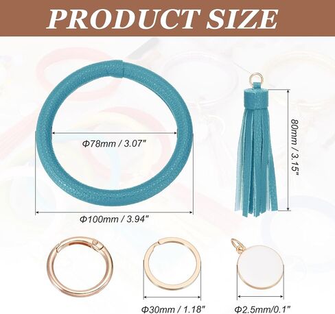 PATIKIL PU Leather Circle Wristlet Keychain, Tassel with Pendant Wristlet Holder Keychains for Women Car Key Accessories in Saudi Arabia