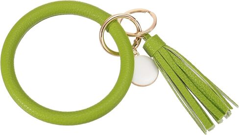 PATIKIL PU Leather Circle Wristlet Keychain, Tassel with Pendant Wristlet Holder Keychains for Women Car Key Accessories in Saudi Arabia