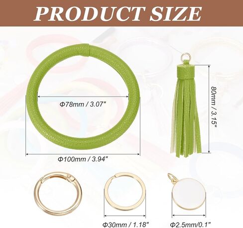 PATIKIL PU Leather Circle Wristlet Keychain, Tassel with Pendant Wristlet Holder Keychains for Women Car Key Accessories in Saudi Arabia