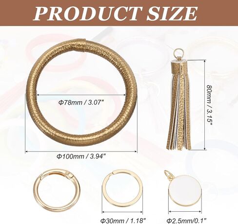 PATIKIL PU Leather Circle Wristlet Keychain, Tassel with Pendant Wristlet Holder Keychains for Women Car Key Accessories in Saudi Arabia