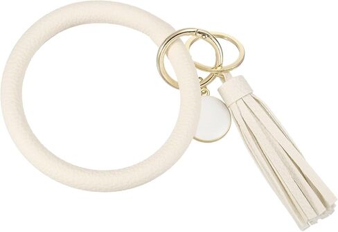 PATIKIL PU Leather Circle Wristlet Keychain, Tassel with Pendant Wristlet Holder Keychains for Women Car Key Accessories in Saudi Arabia