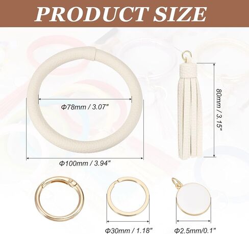 PATIKIL PU Leather Circle Wristlet Keychain, Tassel with Pendant Wristlet Holder Keychains for Women Car Key Accessories in Saudi Arabia