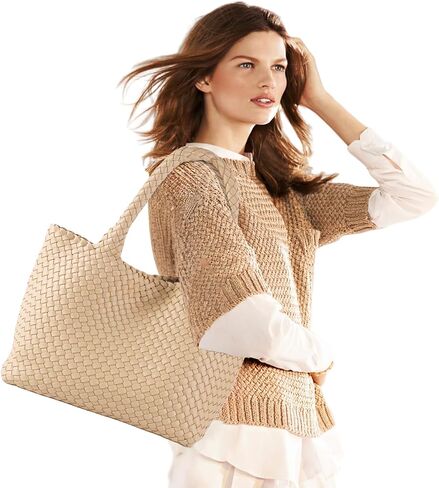 SporGenius Woven Tote Bag for Women, Vegan Leather Handwoven Bags with Small Purse, Large Braided Top Handle Handbags in Saudi Arabia