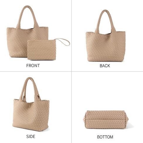 SporGenius Woven Tote Bag for Women, Vegan Leather Handwoven Bags with Small Purse, Large Braided Top Handle Handbags in Saudi Arabia