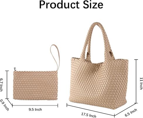 SporGenius Woven Tote Bag for Women, Vegan Leather Handwoven Bags with Small Purse, Large Braided Top Handle Handbags in Saudi Arabia