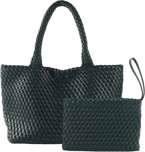 SporGenius Woven Tote Bag for Women, Vegan Leather Handwoven Bags with Small Purse, Large Braided Top Handle Handbags in Saudi Arabia
