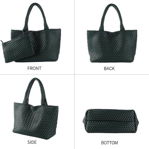SporGenius Woven Tote Bag for Women, Vegan Leather Handwoven Bags with Small Purse, Large Braided Top Handle Handbags in Saudi Arabia