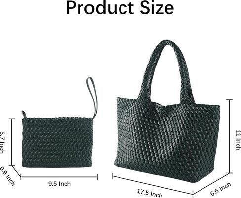 SporGenius Woven Tote Bag for Women, Vegan Leather Handwoven Bags with Small Purse, Large Braided Top Handle Handbags in Saudi Arabia