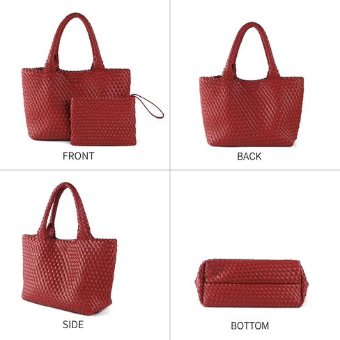 SporGenius Woven Tote Bag for Women, Vegan Leather Handwoven Bags with Small Purse, Large Braided Top Handle Handbags in Saudi Arabia
