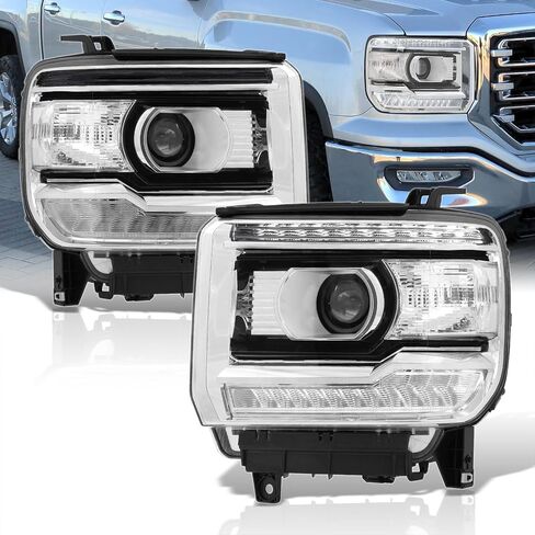 AJP الموزعين OE نمط LED DRL الهالوجين العارض المصابيح الأمامية إشارة مصابيح الإسكان الجمعية أضواء زوج اليسار اليمين متوافق/استبدال لسييرا 1500 2500HD 3500HD 2014 2015 2016 2017 2018 2019 in Kuwait