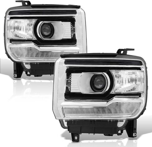 AJP الموزعين OE نمط LED DRL الهالوجين العارض المصابيح الأمامية إشارة مصابيح الإسكان الجمعية أضواء زوج اليسار اليمين متوافق/استبدال لسييرا 1500 2500HD 3500HD 2014 2015 2016 2017 2018 2019 in Kuwait