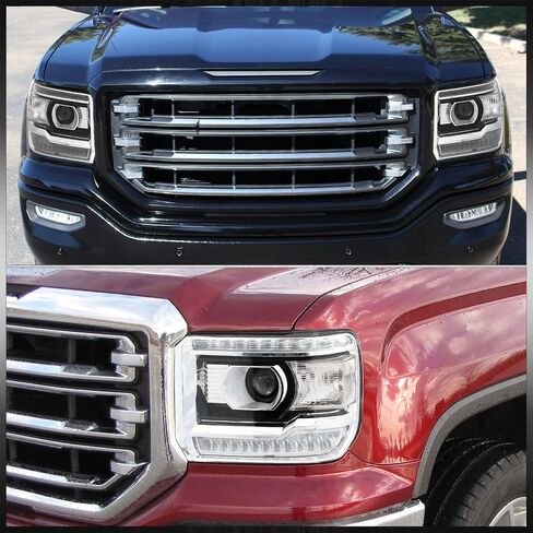 AJP الموزعين OE نمط LED DRL الهالوجين العارض المصابيح الأمامية إشارة مصابيح الإسكان الجمعية أضواء زوج اليسار اليمين متوافق/استبدال لسييرا 1500 2500HD 3500HD 2014 2015 2016 2017 2018 2019 in Kuwait