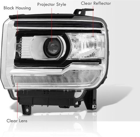 AJP الموزعين OE نمط LED DRL الهالوجين العارض المصابيح الأمامية إشارة مصابيح الإسكان الجمعية أضواء زوج اليسار اليمين متوافق/استبدال لسييرا 1500 2500HD 3500HD 2014 2015 2016 2017 2018 2019 in Kuwait