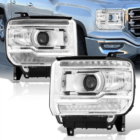 AJP الموزعين OE نمط LED DRL الهالوجين العارض المصابيح الأمامية إشارة مصابيح الإسكان الجمعية أضواء زوج اليسار اليمين متوافق/استبدال لسييرا 1500 2500HD 3500HD 2014 2015 2016 2017 2018 2019 in Kuwait