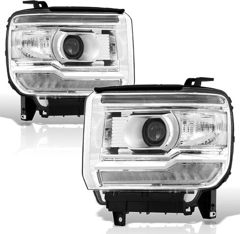 AJP الموزعين OE نمط LED DRL الهالوجين العارض المصابيح الأمامية إشارة مصابيح الإسكان الجمعية أضواء زوج اليسار اليمين متوافق/استبدال لسييرا 1500 2500HD 3500HD 2014 2015 2016 2017 2018 2019 in Kuwait