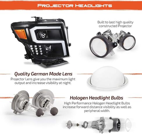 AKKON - Fits 2016-2024 Nissan Titan Projector Headlights w/Tube LED Signal- Black Smoke Pair Housing in Saudi Arabia