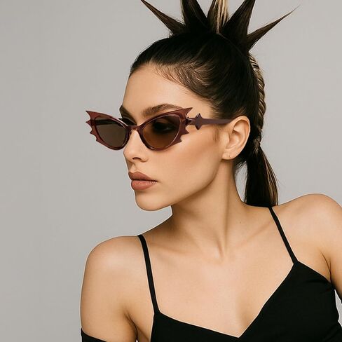 FEISEDY Women Men Cat Eye Sunglasses Bat Shades, Women's Funny Party Sunglasses for Halloween B9165 in Saudi Arabia