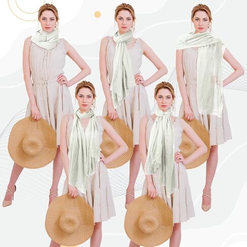 Cotton Blend Scarf Vintage Crinkle Scarf Shawl Solid Linen Scarves with Fringed Long Gauze Shawl for Women, 37"×70" in Saudi Arabia