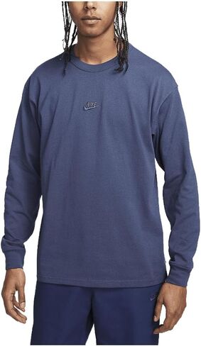 تي شيرت Nike Sportswear Premium Essentials للرجال بأكمام طويلة (أزرق ثندر، DO7390-437) مقاس كبير in Saudi Arabia