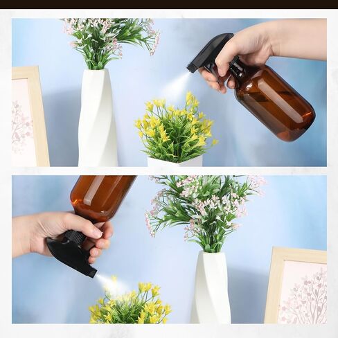 Honeydak 4 قطع زجاجات رذاذ 360 درجة 16 أونصة زجاجات رذاذ مقلوبة، حاوية بلاستيكية لطيفة لحلول تنظيف النباتات، فوهة متينة مع رذاذ ناعم وإعدادات التدفق (العنبر) in Saudi Arabia