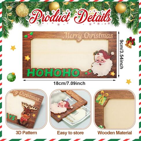 12 Pcs Wooden Christmas Money Gift Card Holder Set Christmas Card Box Elk Santa Claus Elf Cash Holder Bulk DIY Money Holder Merry Xmas Decors Christmas Holiday Party Favors, 6 Styles in Saudi Arabia