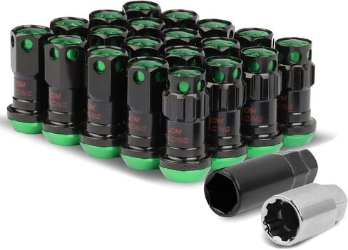 Auto Dynasty M12 x 1.25 نهاية مغلقة 16 قطعة صواميل عجلة من سبائك الألومنيوم + 4 × صامولة قفل + 1 × مفتاح (لكنات برتقالية/جسم أسود) in Saudi Arabia