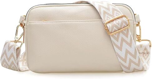 Triple Zip Crossbody Bags for Women Vegan Leather Purses Small Shoulder Handbags with Wide Strap in Saudi Arabia