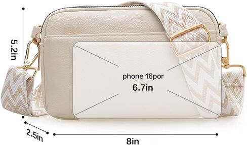 Triple Zip Crossbody Bags for Women Vegan Leather Purses Small Shoulder Handbags with Wide Strap in Saudi Arabia