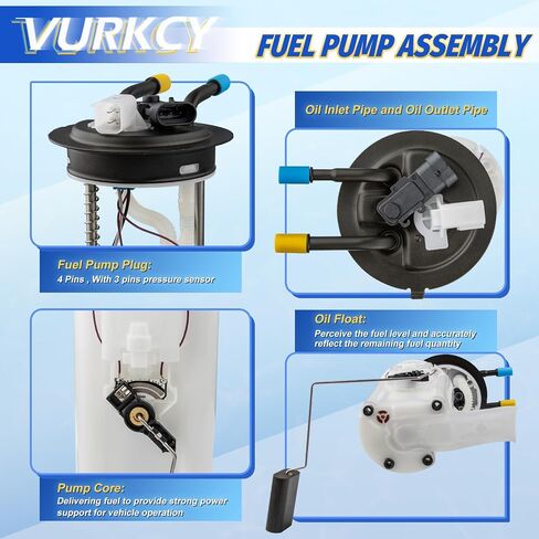 Electric Fuel Pump Module Assembly Compatible with 2002 2003 2004 Chevrolet Suburban 1500 & GMC Yukon XL 1500, V8 5.3L, Replace E3560M, MU1379, Only fit for gasoline vehicles in Saudi Arabia