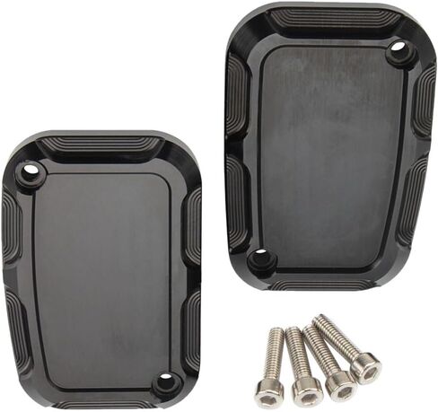 Riloer Front Rear Brake Master Cylinder Cover, Front Brake Reservoir Master Cylinder Cover, 2008-2017 Compatible with Harley FLH FLHX FLHX Road King, Black in Saudi Arabia