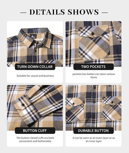 ZITY1/3 Pack Men Plaid Flannel Shirts Long Sleeve Casual Button Down Collar Jackets for Men with Pockets in Saudi Arabia