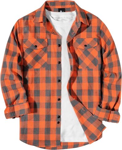 ZITY1/3 Pack Men Plaid Flannel Shirts Long Sleeve Casual Button Down Collar Jackets for Men with Pockets in Saudi Arabia