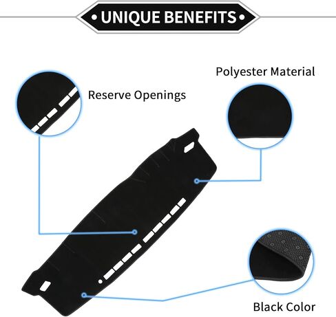 Dash Cover Compatible for Toyota Fortuner 2016-2021, Non-Slip Polyester Black Center Console Dashboard Cover Pad Carpet in Saudi Arabia