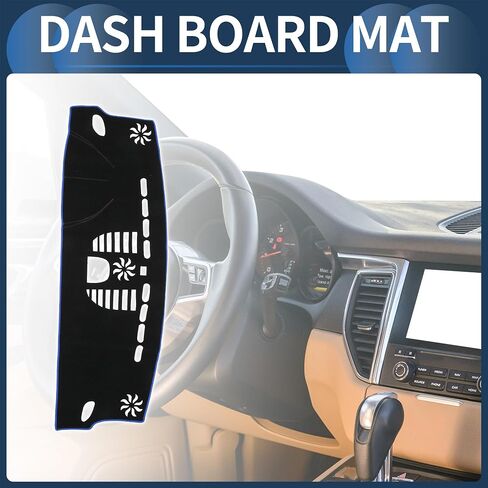 Dash Cover, Center Console Non-Slip Dashboard Carpet Mat for Porsche Macan 2015-2020 High Configuration Polyester Black Blue,1Pc in Saudi Arabia