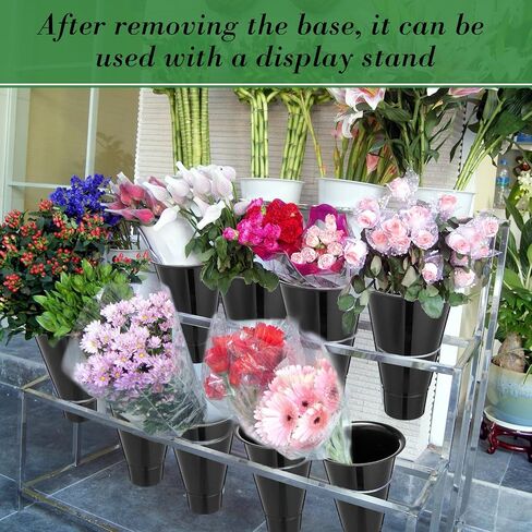 6 Pack Plastic Flower Bucket 11.8 Inch Tall Vase Bucket Cone Vase with Base for Cut Flower Multipurpose Buckets for Flower Bouquet Holder Centerpieces Decorations for Home Wedding (Black) in Saudi Arabia